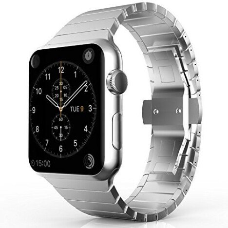 Curea iUni compatibila cu Apple Watch 1/2/3/4/5/6/7, 38mm, Link Bracelet, Otel Inoxidabil, Silver